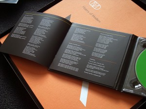 DVD case, opened up to show the lyric pages