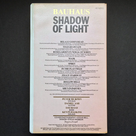 Repost: Bauhaus – 'Shadow of Light' UK VHS cassette (Kace