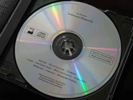 Joy Division 'Unknown Pleasures' original UK CD disc label.