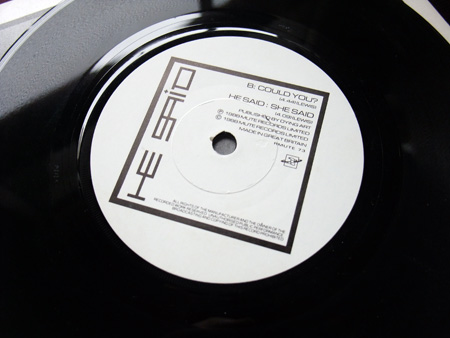 He Said - Could You? - UK 7 inch 'Radio Edit' Promo single B side label design.