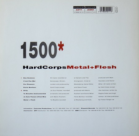 Hard Corps 'Metal and Flesh' 1991 LP - rear cover design