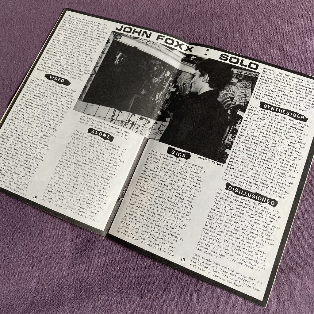 Ultravox 'Past, Present and Future' fanzine spread 2 - John Foxx : Solo