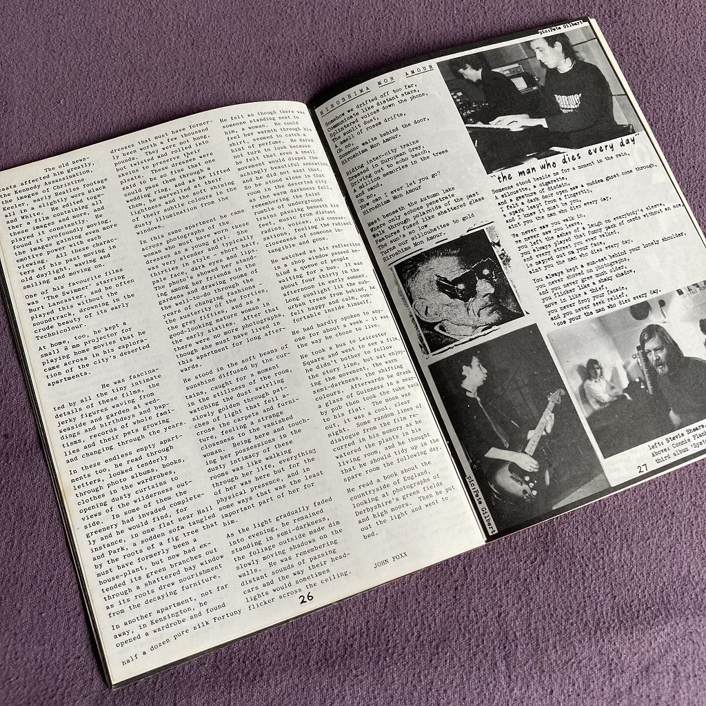 Ultravox 'Past, Present and Future' fanzine spread 3 - 'The Quiet Man' story excerpt